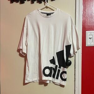 Adidas Off-White Tee with Bold Black Graphic